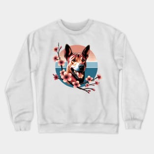 Thai Ridgeback Revels in Spring Cherry Blossoms Crewneck Sweatshirt